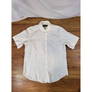 Quince Men's White 100% European Linen Short Sleeve Shirt Size M